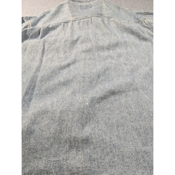 Wrangler Hero Mens Light Wash Denim Button Down Shirt Large Blue Cotton Long Slv - Picture 12 of 12